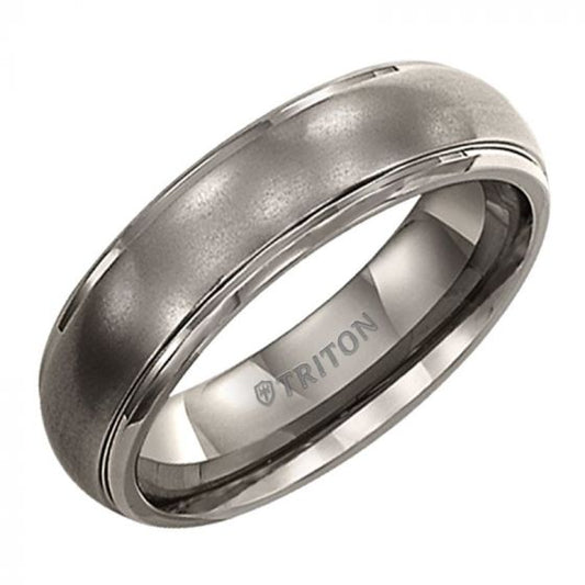 Triton Step Edge Dome Satin Center Wedding Band