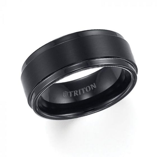 Triton Step Edge Brush Finish Classic Wedding Band