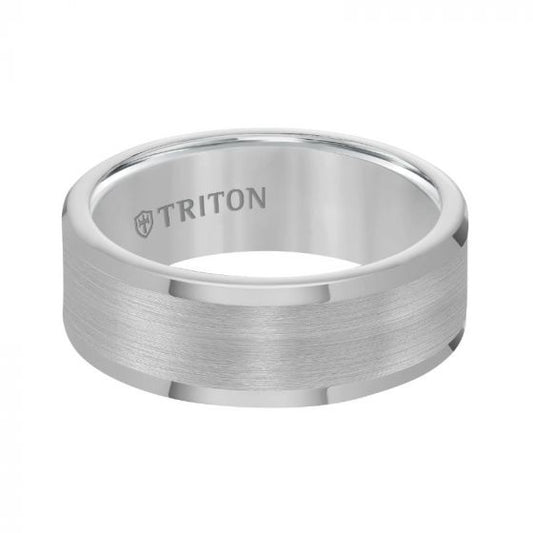 Triton Roll Edge Satin Finish Flat Center Wedding Band