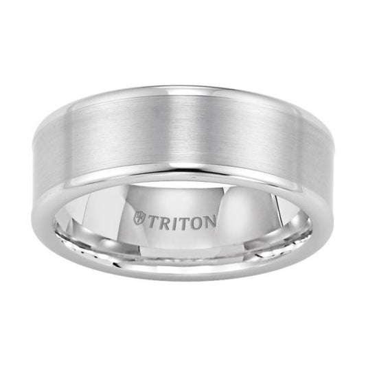 Triton Roll Edge Satin Finish Flat Center Wedding Band