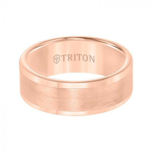 Triton Roll Edge Satin Finish Flat Center Wedding Band