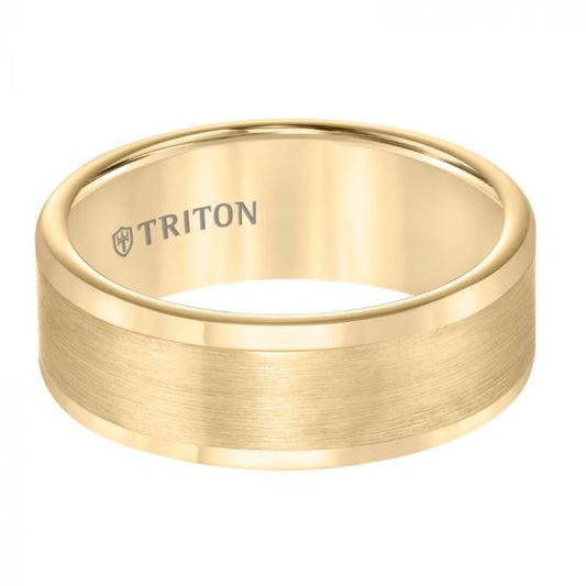 Triton Roll Edge Satin Finish Flat Center Wedding Band