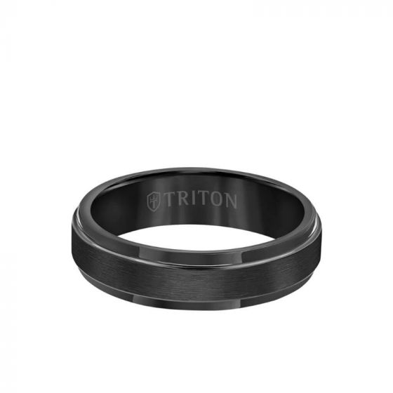 Triton 6MM Tungsten Carbide Ring - Satin Finish Center and Step Edge