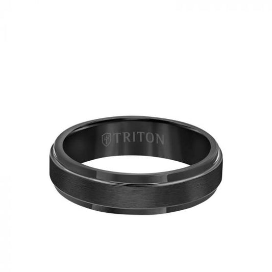 Triton 6MM Tungsten Carbide Ring - Satin Finish Center and Step Edge