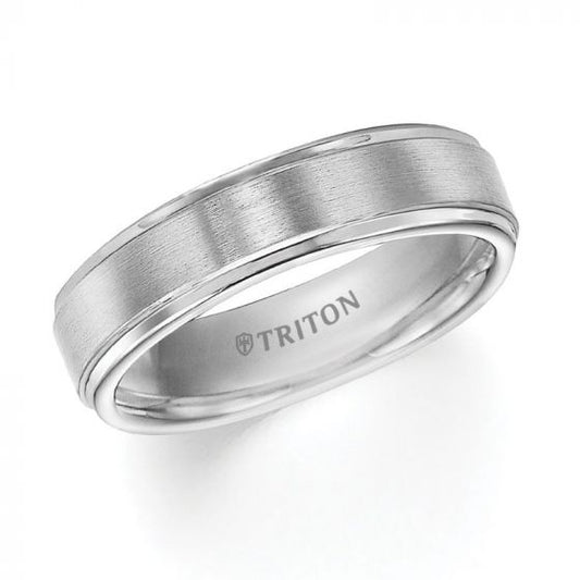 Triton Step Edge Satin Finish Center Classic Wedding Band