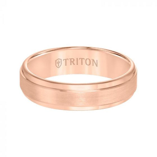 Triton Step Edge Satin Finish Center Classic Wedding Band
