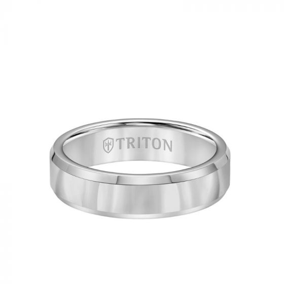 Triton 6MM Tungsten Carbide Ring - Bright Finish and Bevel Edge