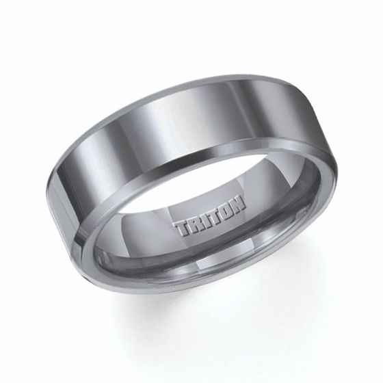 Triton Bevel Edge Bright Finish Contemporary Wedding Band