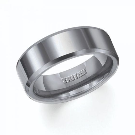 Triton Bevel Edge Bright Finish Contemporary Wedding Band