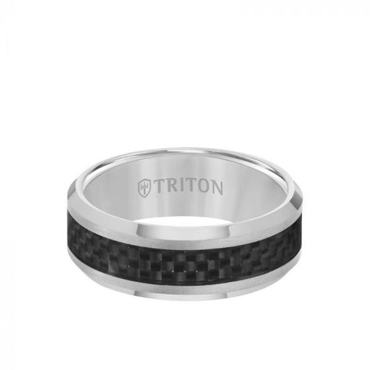 Triton 8MM Ring - Black Carbon Fiber Center and Bevel Edge