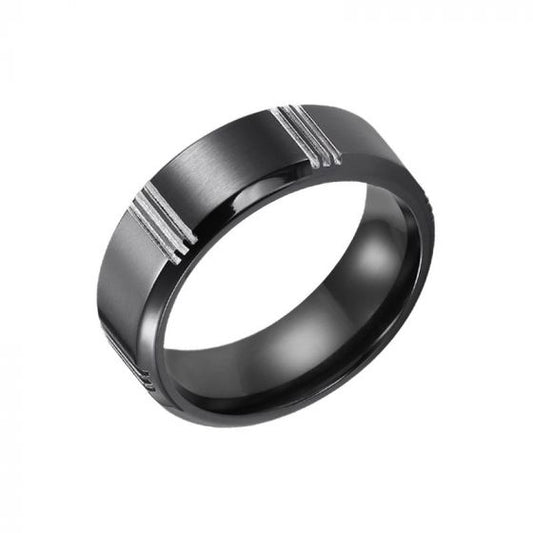 Triton Bevel Edge Vertical Cut Center Wedding Band