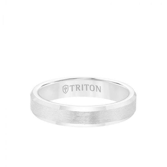 Triton White Tungsten Carbide Wedding Band