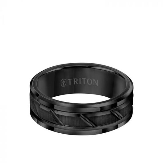 Triton Black Tungsten Carbide Wedding Band