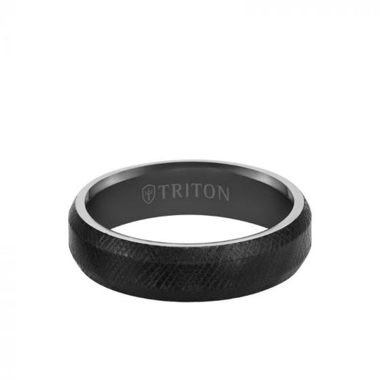 Triton 6MM Tungsten Carbide Ring - Florentine Center and Bevel Edge
