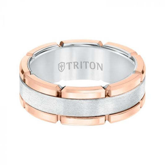 Triton Flat Flat Edge Stone Wedding Band