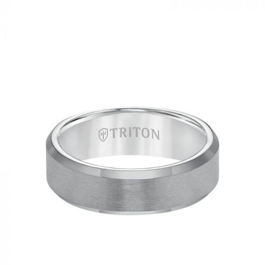 Triton 7MM Tungsten Carbide Ring - Satin Finish and Bevel Edge