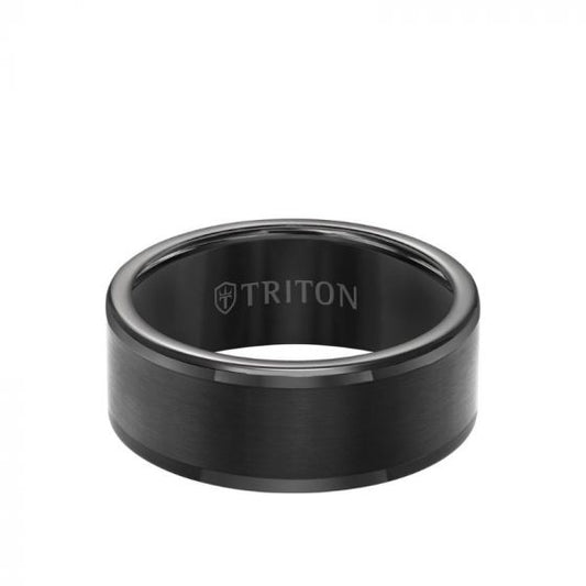 Triton 9MM Tungsten Carbide Ring - Satin Center and Round Edge
