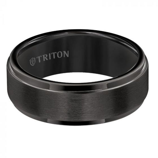 Triton Step Edge Satin Center Classic Wedding Band