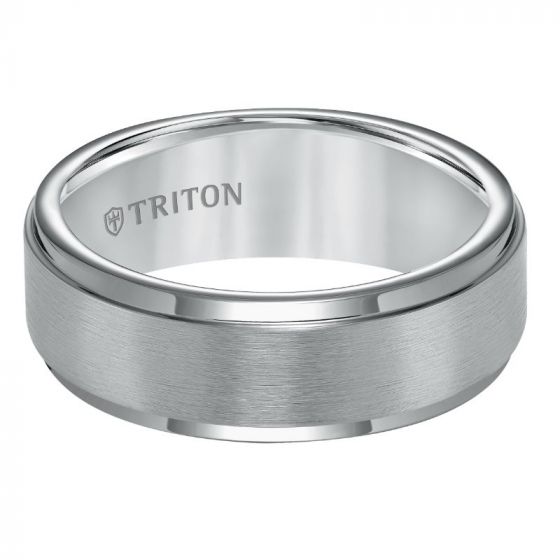 Triton Step Edge Satin Center Classic Wedding Band