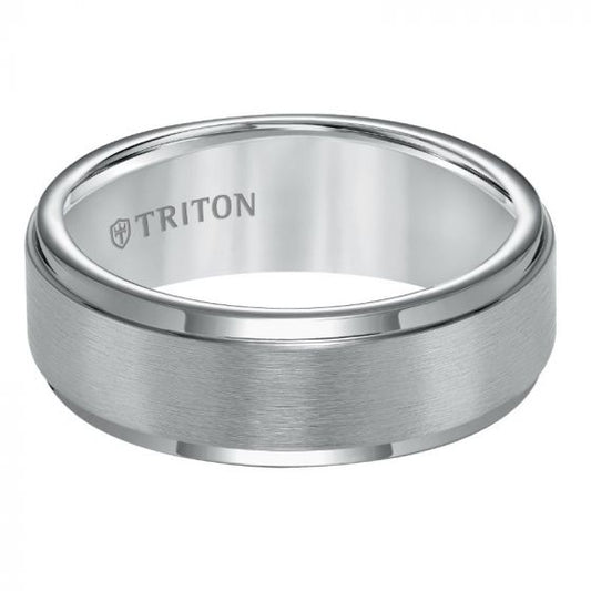 Triton Step Edge Satin Center Classic Wedding Band