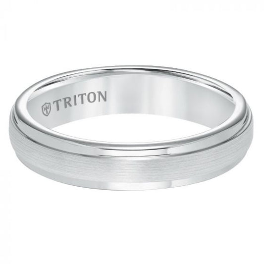 Triton Step Edge Satin Center Classic Wedding Band
