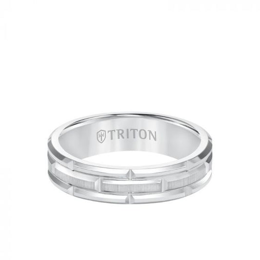 Triton Bevel Edge Brick Pattern Classic Wedding Band
