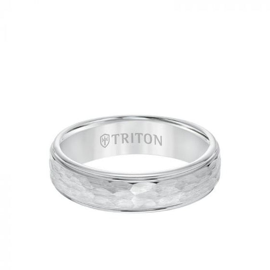 Triton White Tungsten Carbide Wedding Band