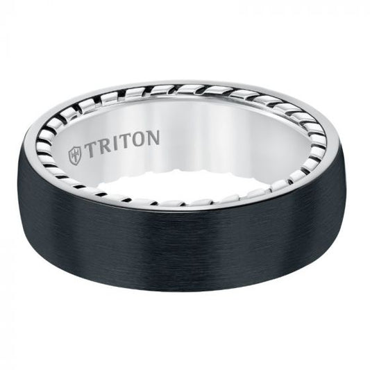 Triton Brush Finish Flat Edge Contemporary Wedding Band