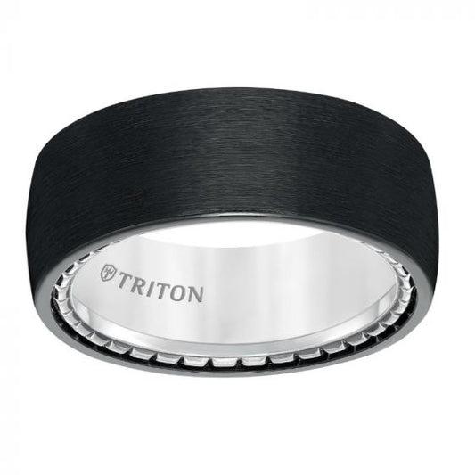 Triton Brush Finish Flat Edge Contemporary Wedding Band