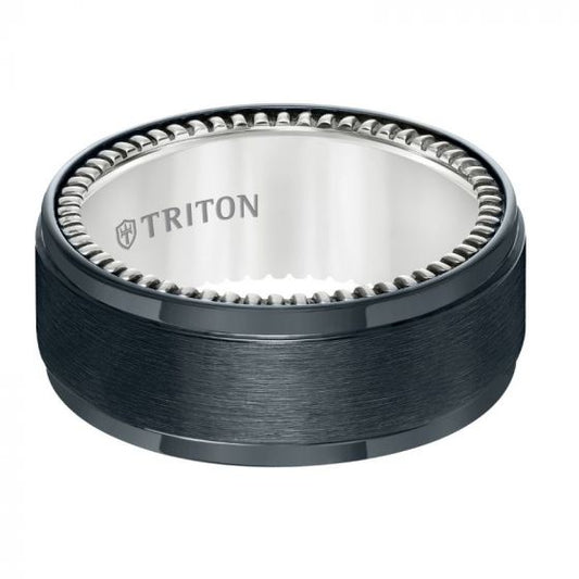 Triton Brush Finish Step Edge Contemporary Wedding Band