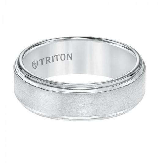 Triton Step Edge Satin Center Contemporary Wedding Band