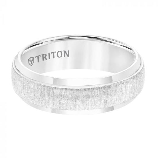 Triton Round Edge Brushed Vertical Center Wedding Band
