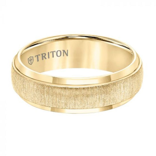 Triton Round Edge Brushed Vertical Center Wedding Band