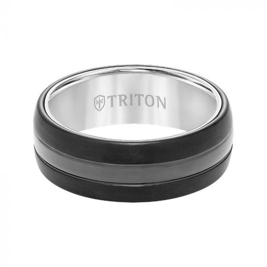 Triton Bevel Edge Domed Two Tone Wedding Band