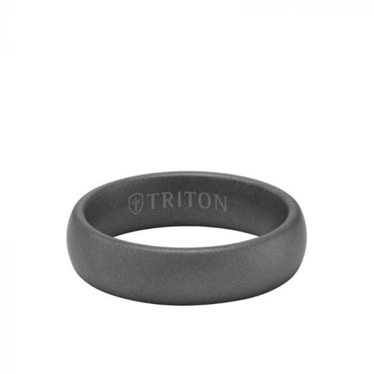 Triton 6MM Tungsten Carbide Ring - Light Sandblasted Finish and Rolled Edge