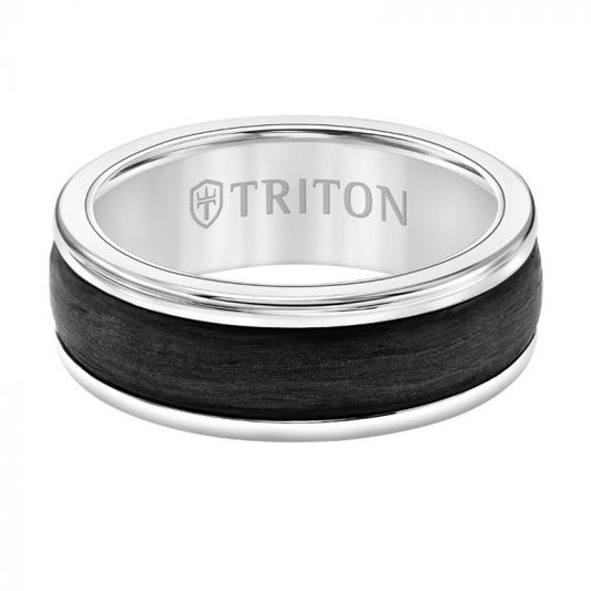 Triton Round Edge Carbon Fiber Insert Wedding Band