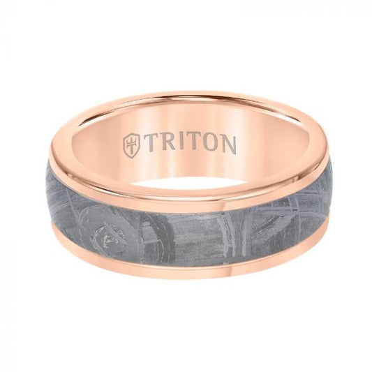 Triton Round Edge Meteorite Insert Wedding Band