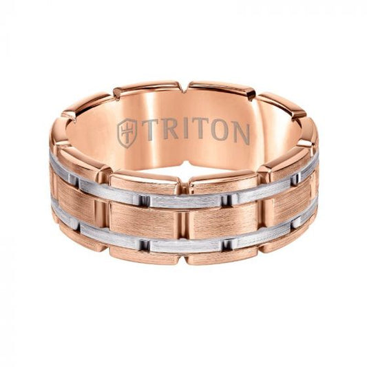 Triton Satin Finish Steel Edge Contemporary Wedding Band