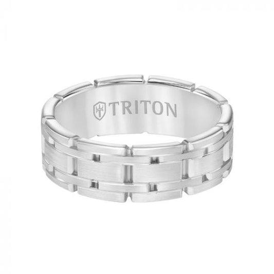 Triton Satin Finish Steel Edge Contemporary Wedding Band
