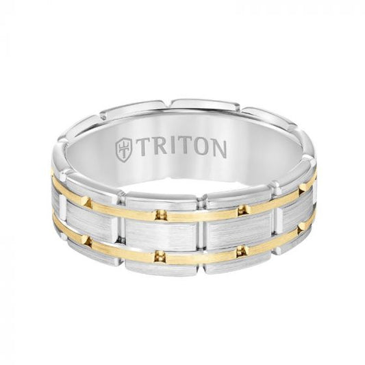 Triton Satin Finish Steel Edge Contemporary Wedding Band