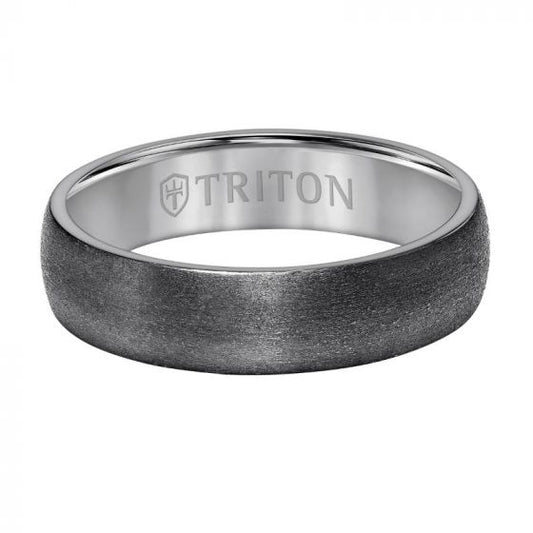 Triton Brush Finish Flat Edge Contemporary Wedding Band