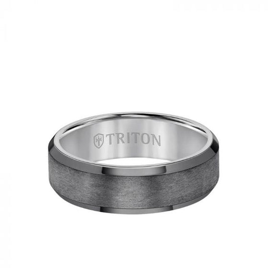 Triton Satin Finish Bevel Edge Contemporary Wedding Band