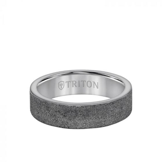 Triton Sandblast Finish Flat Edge Wedding Band
