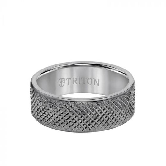 Triton Florentine Finish Round Edge Wedding Band