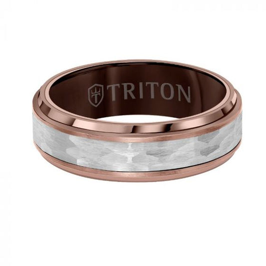 Triton Hammered Finish Flat Edge Wedding Band