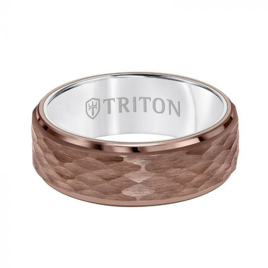 Triton Hammered Finish Flat Edge Wedding Band