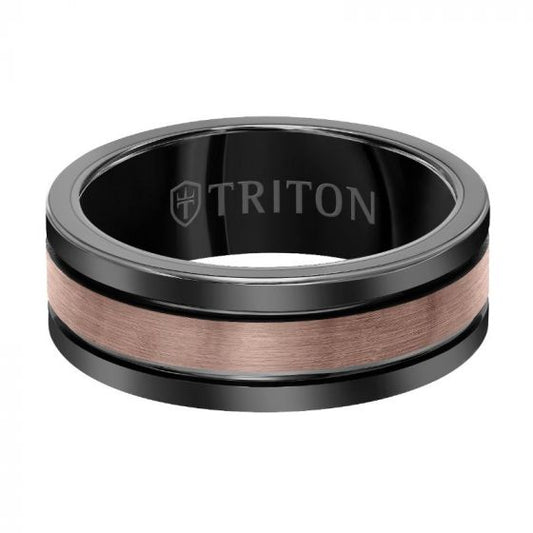 Triton Brush Finish Flat Edge Contemporary Wedding Band