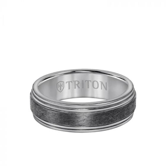 Triton 7MM Tantalum Ring - Brush Finish Center and Round Edge