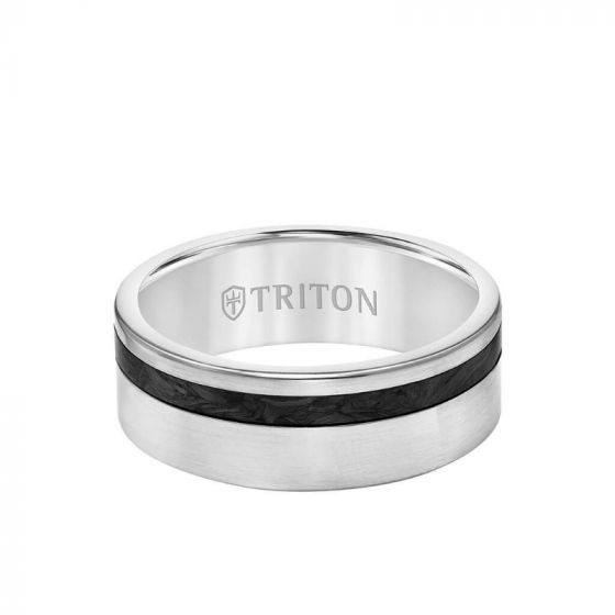 Triton 8MM Titanium & Forged Carbon Ring - Flat Profile with Asymmetrical Channel