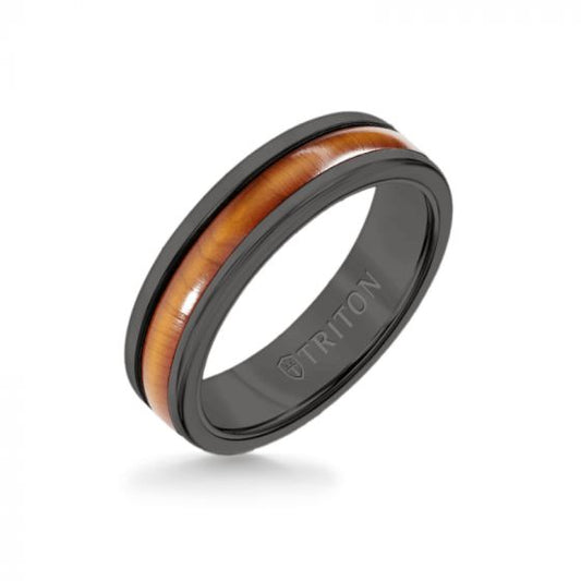 Triton 6MM Black Tungsten Carbide Ring - Cherry Dome Insert with Round Edge